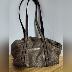 Victoria’s Secret  Gold Glitter Medium Tote Duffle Bag Excellent Condition Clean